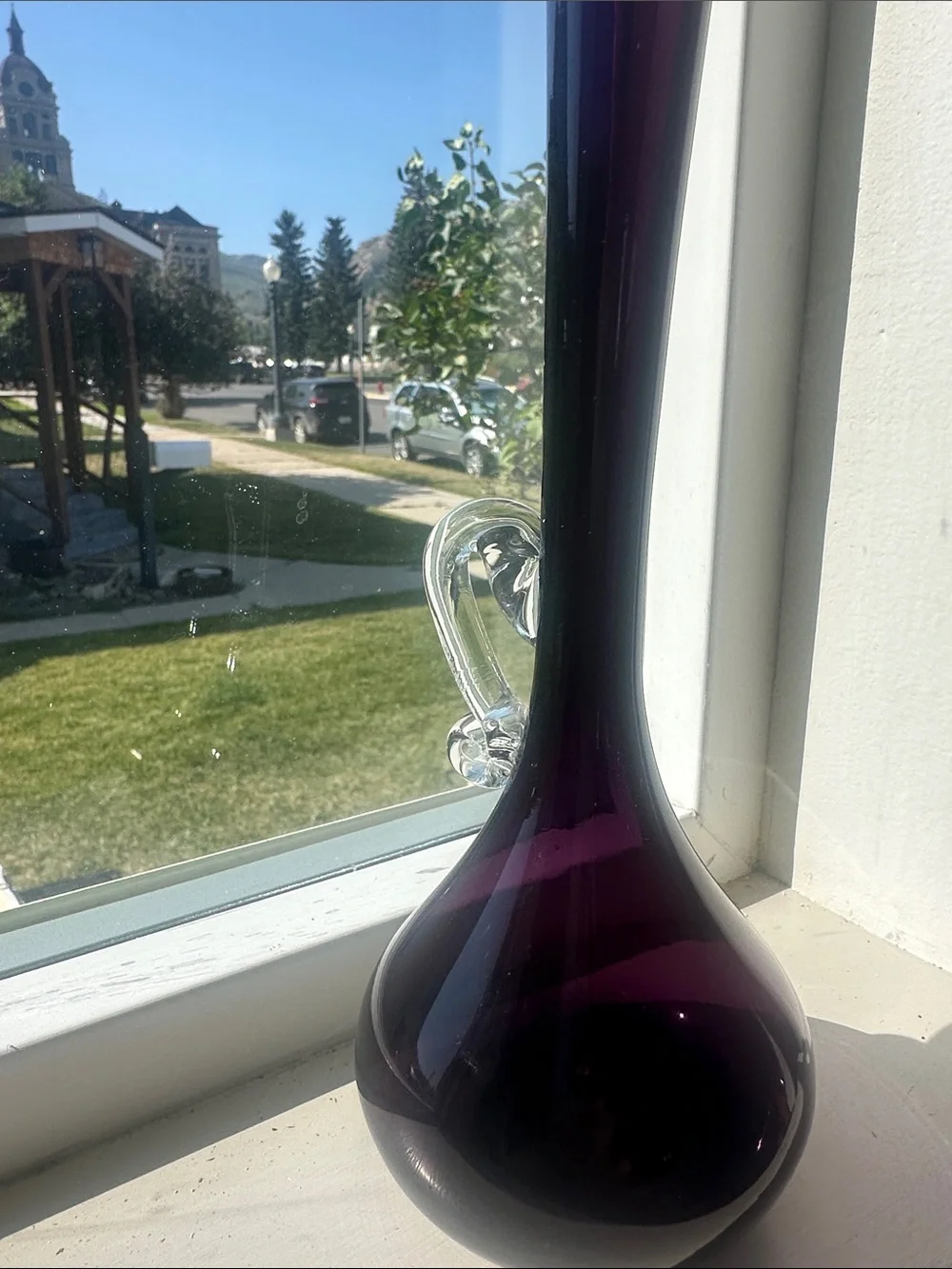 Vintage MCM Amethyst Art Vase - 12”